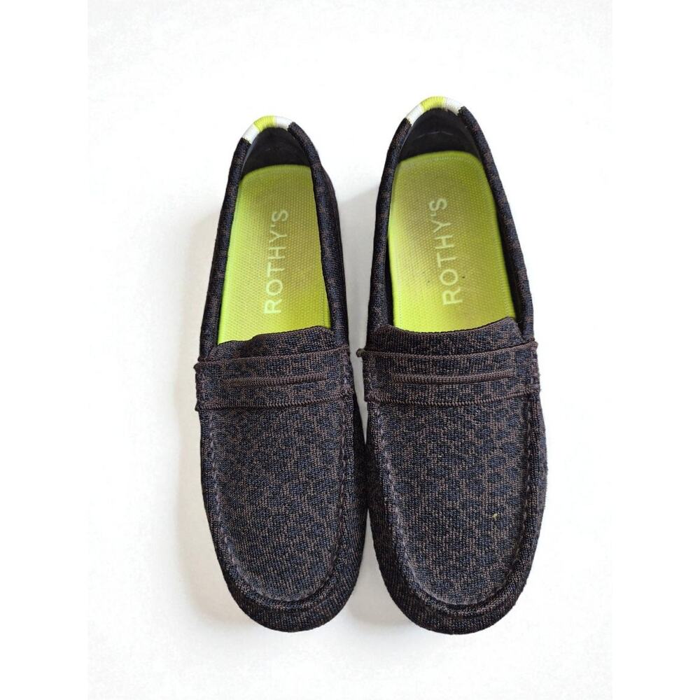 ROTHY’S The Driver Chocolate Spot Leopard Loafers Size 10